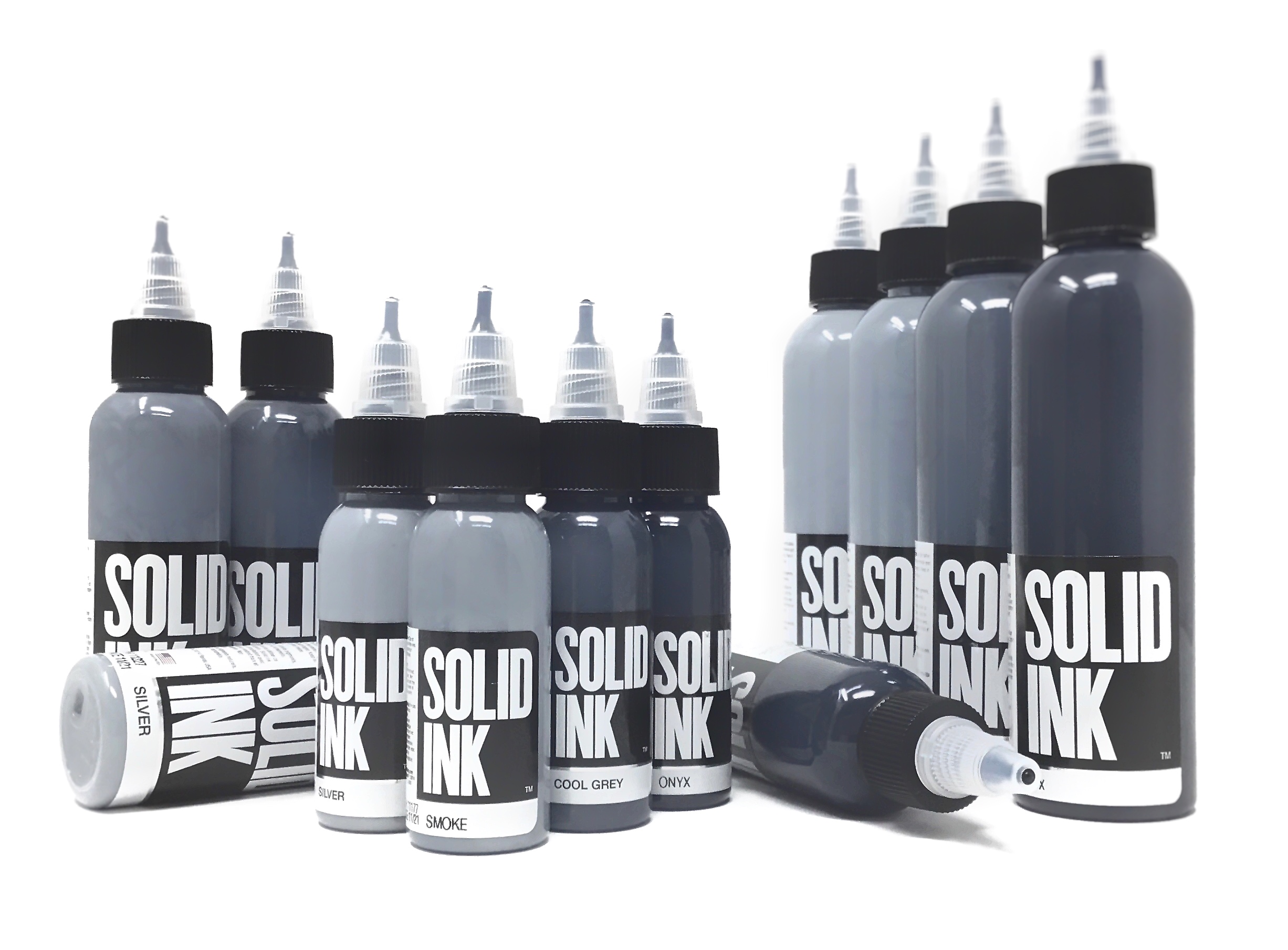 Solid Tattoo Ink Opaque Grey 4 Bottle Set